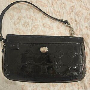 Black Paten Coach wristlet